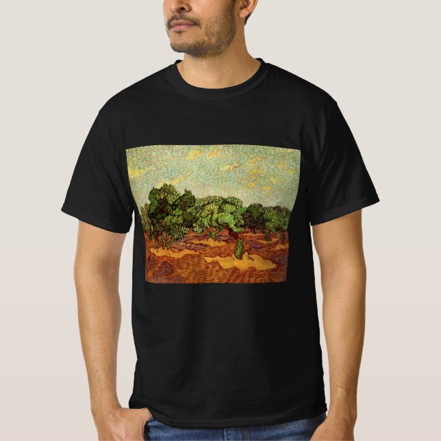 Olive Grove, Blek Blå himmel av Vincent van Gogh T Shirt (Framsida)