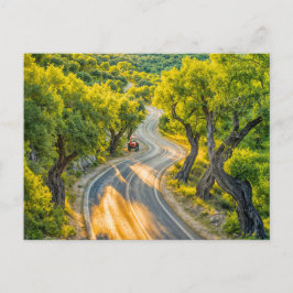 Olive Grove med gammal traktor på kvällsvägen Helg Vykort