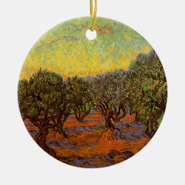 Olive Grove, Orange Himlar av Vincent van Gogh Julgransprydnad Keramik (Framsidan)