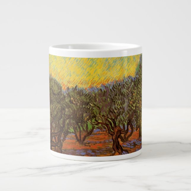 Olive Grove, Orange Himlar av Vincent van Gogh Jumbo Mugg (Framsidan)