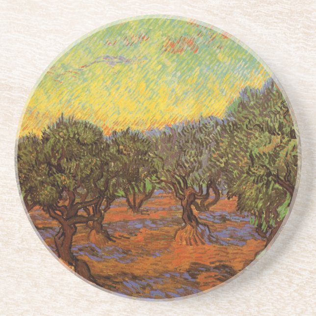 Olive Grove, Orange Himlar av Vincent van Gogh Underlägg Sandsten (Framsidan)