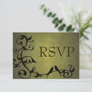 Olive Grunge Vines RSVP-kort OSA Kort