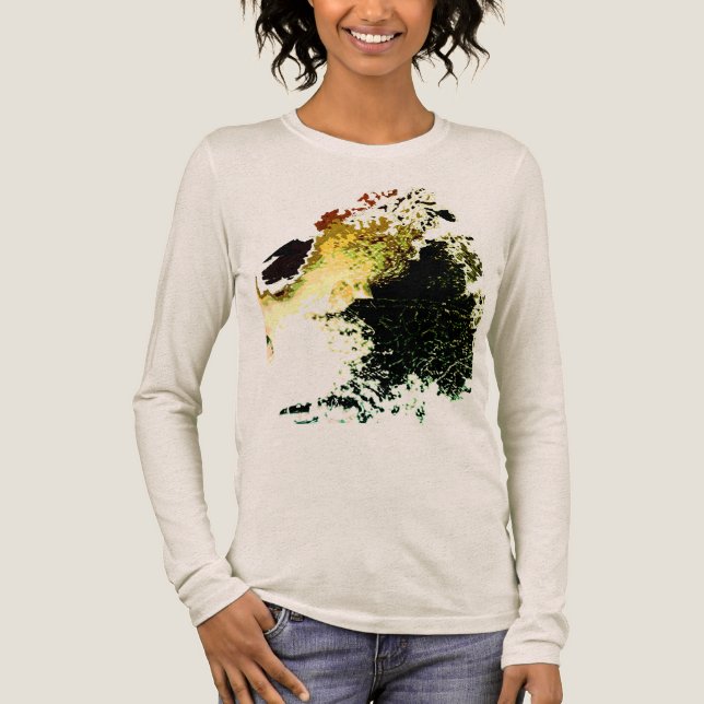 Olive Guld Tan Airbrush Paint Stänk MCM-utseende T Shirt (Framsida)