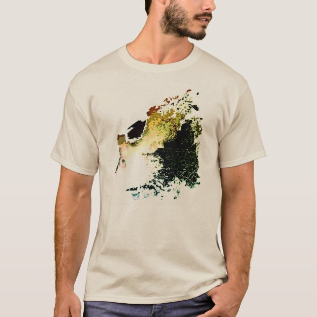 Olive Guld Tan Airbrush Stänk Abstrakt Small T Shirt (Framsida)