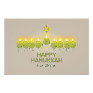 Olive Hanukkah Menorah Fototryck