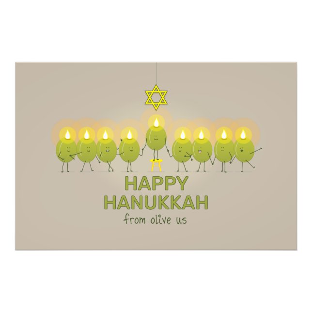 Olive Hanukkah Menorah Fototryck (Framsidan)