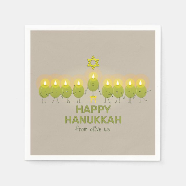 Olive Hanukkah Menorah Pappersservett (Framsidan)