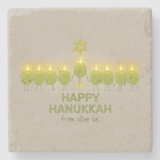 Olive Hanukkah Menorah Stenunderlägg (Framsidan)