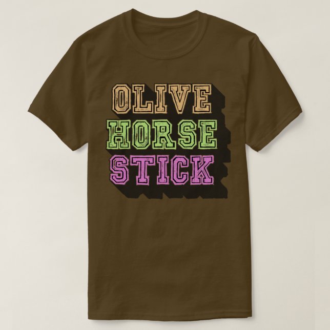 Olive Horse Stick Pastel T Shirt (Design framsida)