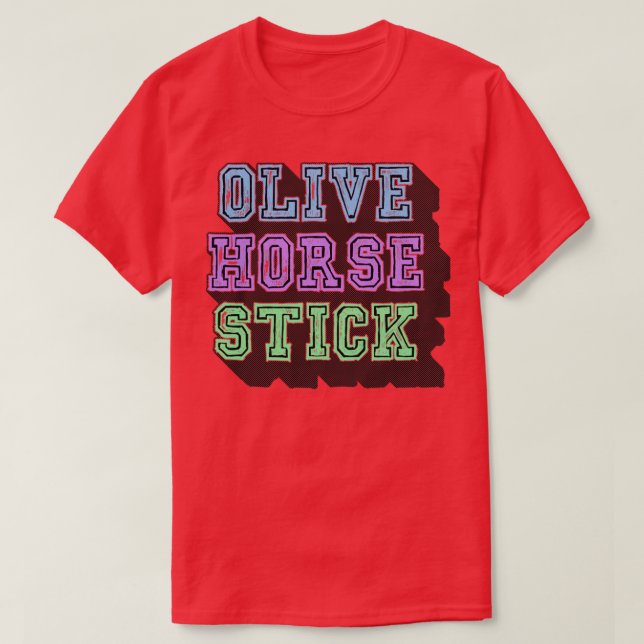 Olive Horse Stick T Shirt (Design framsida)