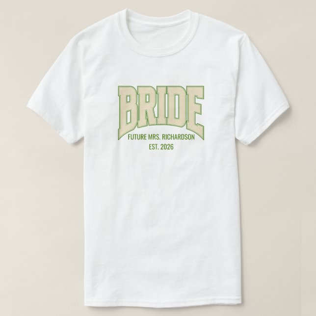 Olive + Ivory Falskt Glitter BRUD Förlovnings Bröl T Shirt (Design framsida)