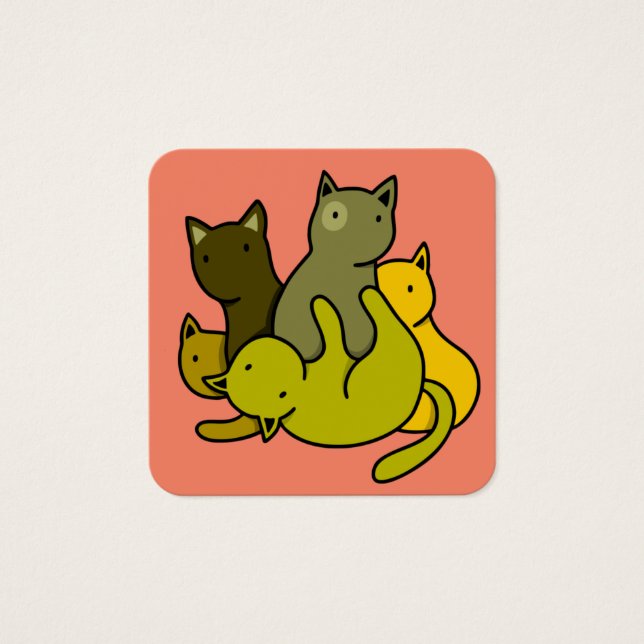 Olive kittens fyrkantigt visitkort (Framsida)