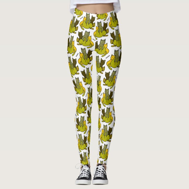 Olive kittens leggings (Framsida)