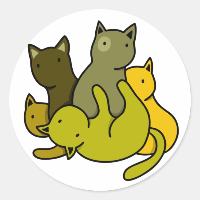 Olive kittens runt klistermärke (Framsida)