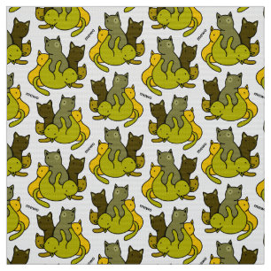 Olive kittens tyg