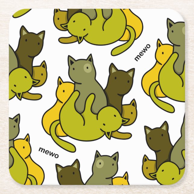 Olive kittens underlägg papper kvadrat (Framsidan)