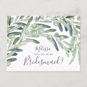 Olive kommer du att bli min bridesmaid inbjudan vykort