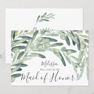 Olive kommer du att vara min Maid of honor Inbjudningar