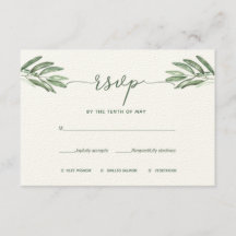 Olive Leaves bröllop RSVP-kort