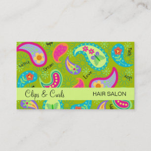 Olive & Lime Green Modern Paisley Mönster Visitkort