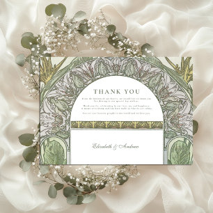 Olive Löv Arch Art nouveau bröllop Tack Kort