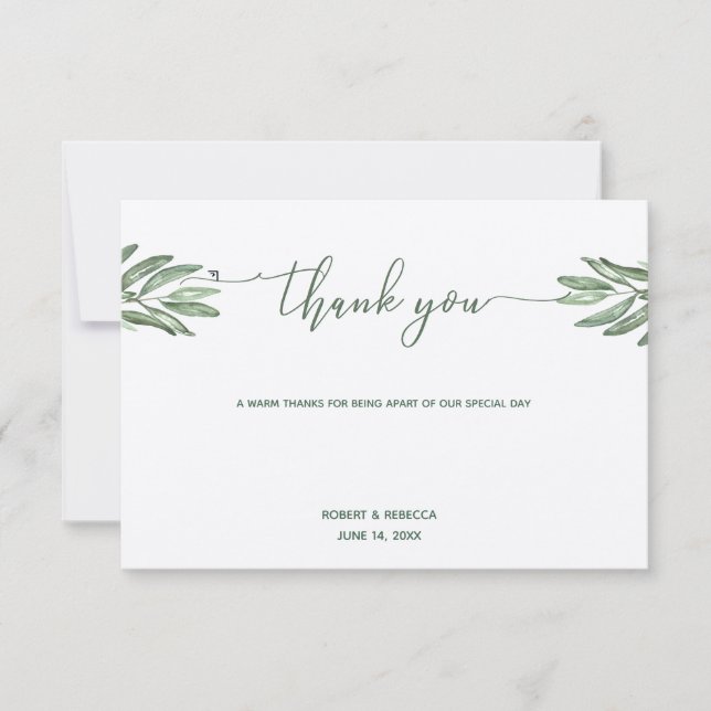 Olive Löv Bröllop - tackkort Tack Kort (Framsida)