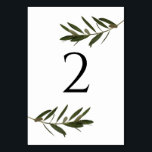 Olive Löv Greenery Bröllop Bordsnummer<br><div class="desc">Denna utformning omfattar löv och grenar. Olivets vackra gröna löv ger en komplimang till elegantens svarta moderna form som omger datumet i bröllop. En perfekt som förenar modern och chic med rustik färg. Oliv grönt, svarta och vita är en perfekt som passar ett Medelhavstemat bröllop. Unik utformning av bordsnumret i...</div>