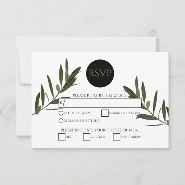 Olive Löv Greenery Bröllop OSA Card (Framsida)