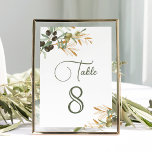Olive Löv Guld Gren Bröllop Bordsnummer<br><div class="desc">bordsnummer i elegant med vackra löv och modern typografi.</div>