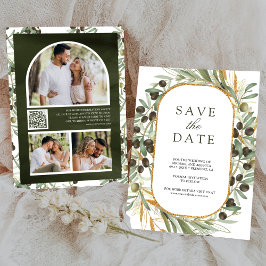 Olive Löv Photo Collage QR Code Bröllop Spara Datumet