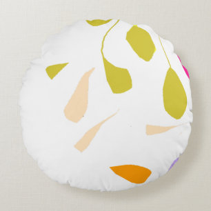 Olive löv round Pillow Rund Kudde