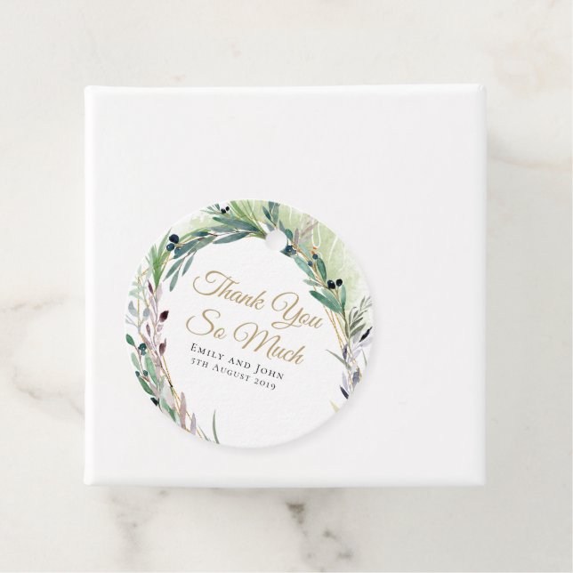 Olive Löv/Script/namn/message/bröllop tack Gåvor Etiketter (På plats)