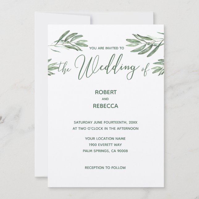 Olive Lövs bröllopsinbjudan Inbjudningar (Framsida)