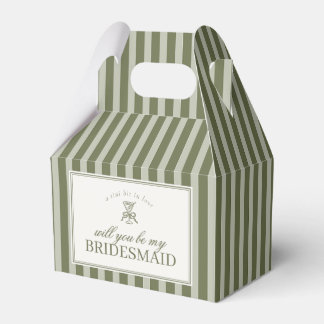 Olive Martini Green Stripe Bridesmaid Proposal Box Presentaskar