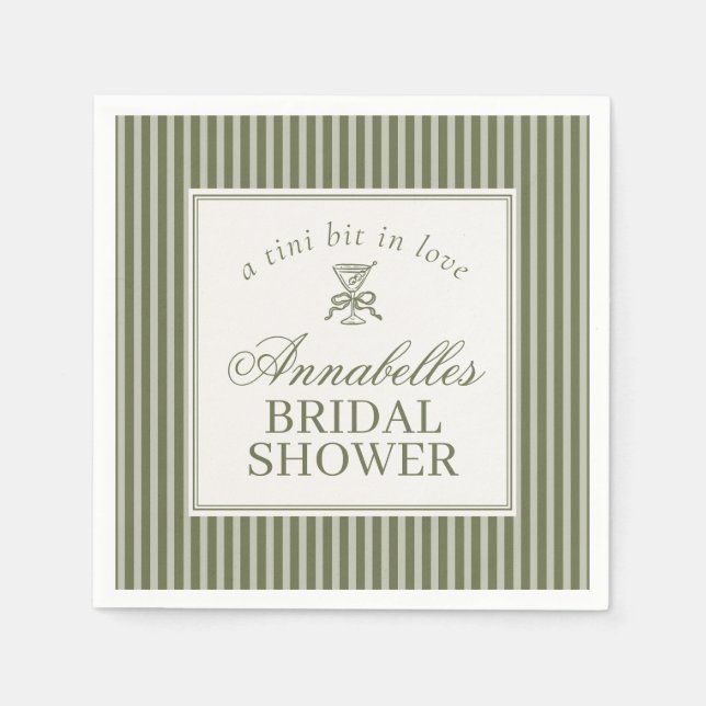 Olive Martini Old Money Striped Bridal Shower Pappersservett (Framsidan)