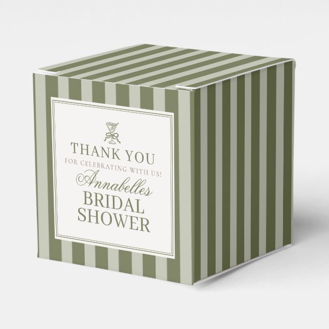 Olive Martini Old Money Striped Bridal Shower Presentaskar (Framsidan Sidan)