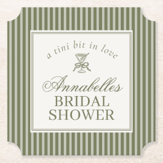 Olive Martini Old Money Striped Bridal Shower Underlägg Papper