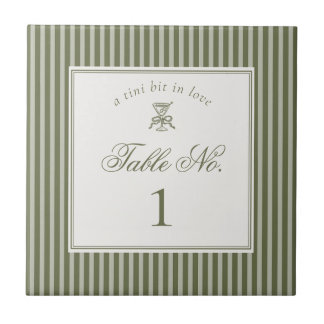 Olive Martini Old Money Wedding Table Number Kakelplatta