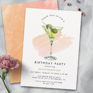 Olive Martini Roligt Cocktail Party Vuxen Birthd Inbjudningar