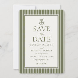 Olive Martini Tini Bit Closer Stripe Save the Date Inbjudningar