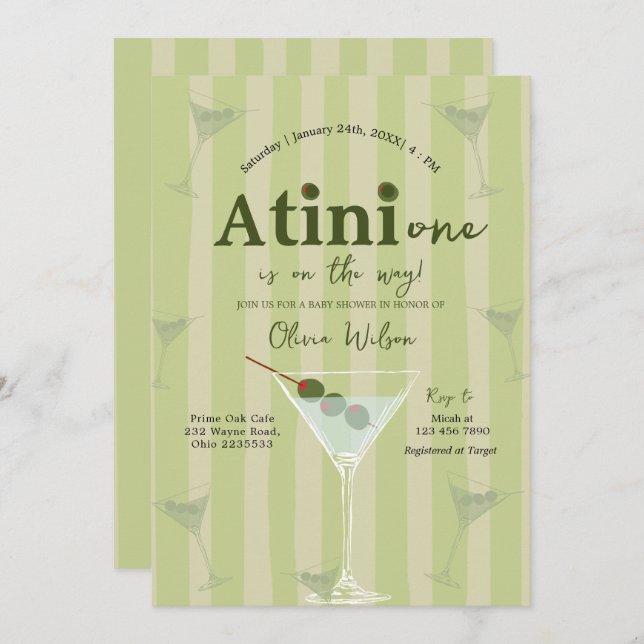 Olive Martini Tini One är på väg att visa sig vara Inbjudningar (Fram/baksida)