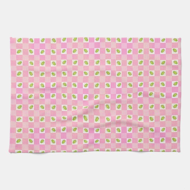 Olive Me Loves Olive You Retro Pink Olive Pattern  Kökshandduk (Horisontell)