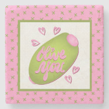 Olive Me Loves Olive You Retro Rosa Olivmönster