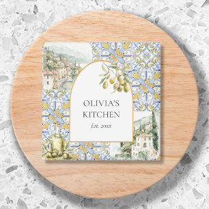 Olive Medelhavet Botanisk Gul Blå Magnet
