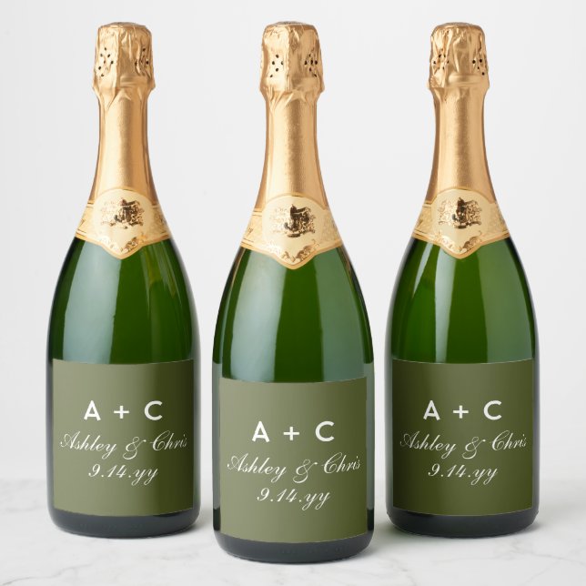 Olive Modern Personlig Champagne Bröllop Middag (Flaskor)