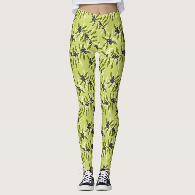 Olive Mönster Leggings (Framsida)