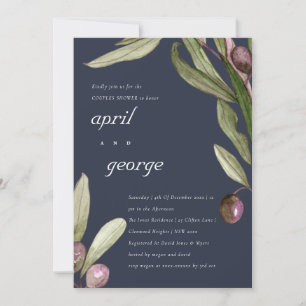 OLIVE NAVY RUSTIC FOLIAGE PAR SHOWER INBJUDAN