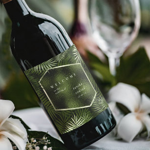 Olive Oasis Bröllops Hälsning ID1324 Vinflaska Etikett