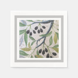 Olive och Grått Mediterranean Stil Cocktail Napkin Pappersservett