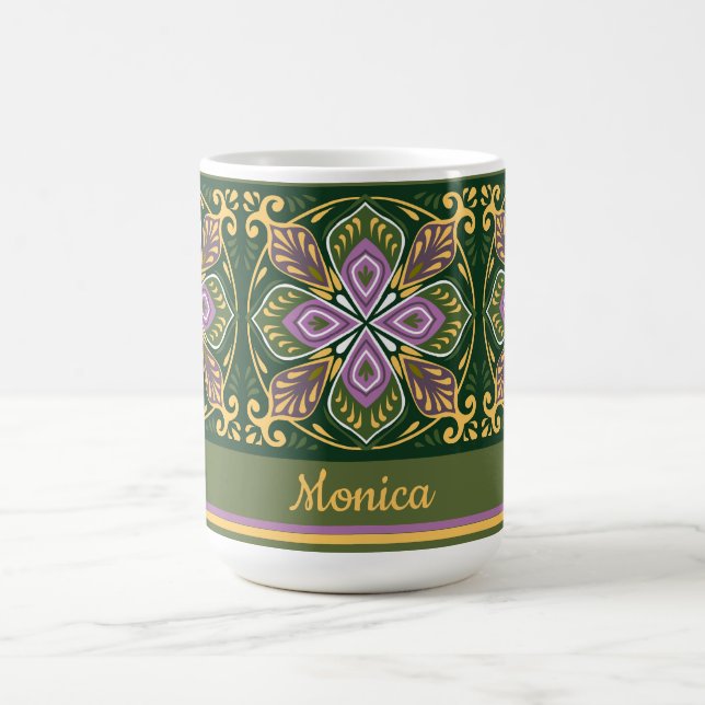 Olive och lavendel Azulejos med namn  Kaffemugg (Center)